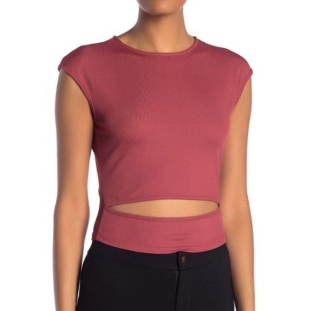 NSR Della Ribbed Cutout Crop Top size L